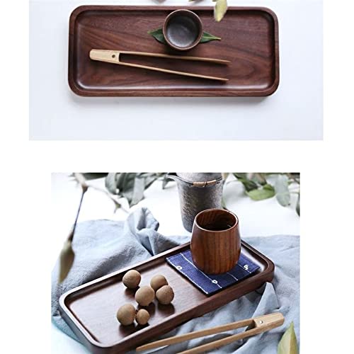 Bandeja decorativa de almacenamiento de mesa en madera rectangular de nogal 3