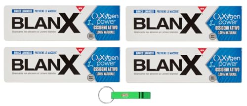 Blanx Dentifricio O3Xygen Power Ossigeno Attivo, dentifricio sbiancante con ossigeno attivo molecolare naturale per denti bianchi brillanti 75 ml + portachiavi Beni Culinari gratuito