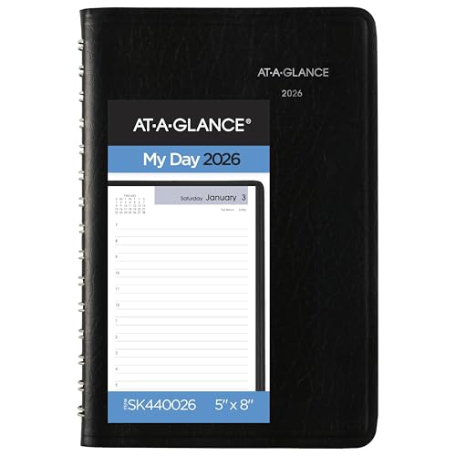 AT-A-GLANCE 2026 Appointment Book Planner, Daily, 5' x 8', Small, Hourly, DayMinder, Black (SK440026)