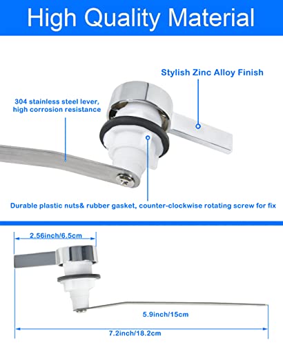 Toilet Flush Lever Handle Replacement, Universal Front Mount Toilet Tank Flush Lever Fit for Kohler 1034693-BN/GP1034693-CP Cimarron Trip Lever, Polished Chrome (Front Mount)