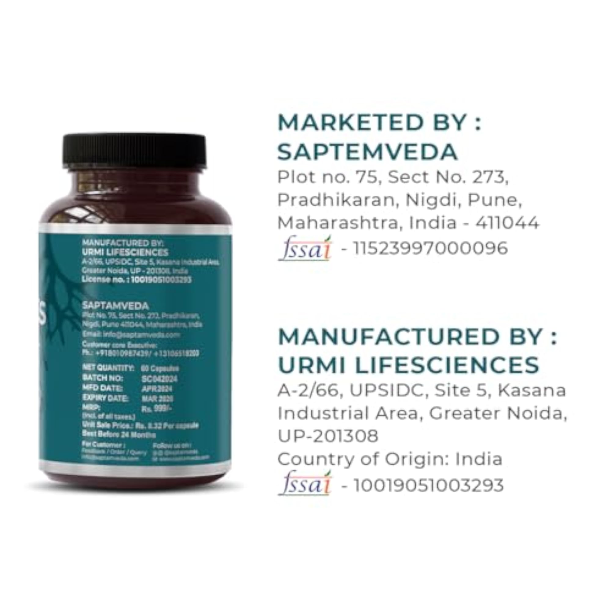 Saptamveda Irish Sea Moss 500MG 60s