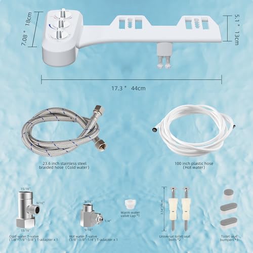 image for Hibbent Bidet Attachment for Toilet, Self Cleaning Dual Nozzle, Hot & 