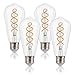 Produktbild FLSNT Edison Vintage Glühbirne E27, ST58 Retro LED Spiral Filament Lampen, 4W(Ersetzt 40W), 2200K Warmweiß, nicht dimmbar, CRI90, Klar Glas, 4 Stück