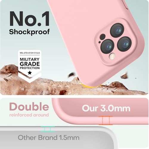 Image of LOVE 3000 Designed for iPhone 15 Pro Case, Premium Silicone with [Soft Anti-Scratch Microfiber Lining] Shockproof Protective Phone Case for Men Women Girls 6.1 inch, Pink Sand