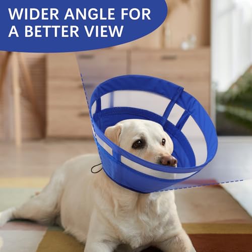 Image of ASENKU Dog Cone Collar, Soft Adjustable Cone for Dogs to Stop Licking, Lightweight Recovery Dog Cone After Surgery, Pet E-Collar for Small, Medium & Large Dogs(Blue, M)