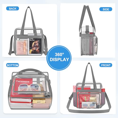 Image of Busiuw Clear Bag for Stadium Events, Stadium Approved 12x12x6 Clear Tote Bag for Sport Fan, Work Concert Travel