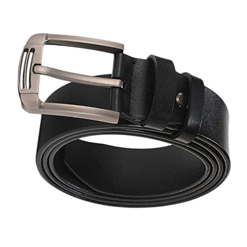 1Pc Men Adjustable Leather Belt Casual Black with Square Pin Buckle for Daily Wear and Business Occasions
