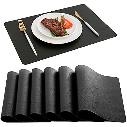 DOLOPL Black Faux Leather Placemats Cover