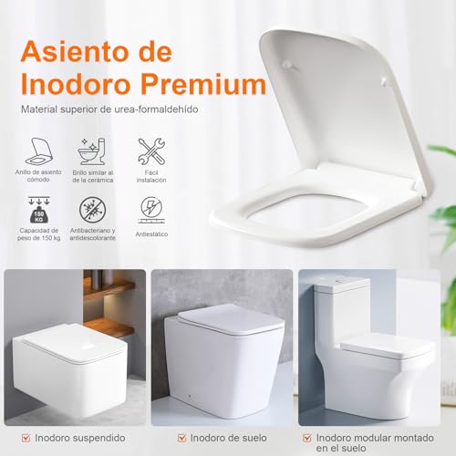 Tapa WC universal de resina UF antibacteriana efecto cerámico premium 3
