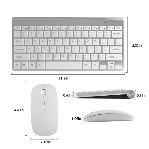 Image of Thanice Wireless 2.4G Keyboard and Mouse Combo, USB Slim Portable Wireless Keyboard Mause, with Quiet Click, Compatible with iMac Mac PC Laptop Computer Smart TV PS4 (Silver)