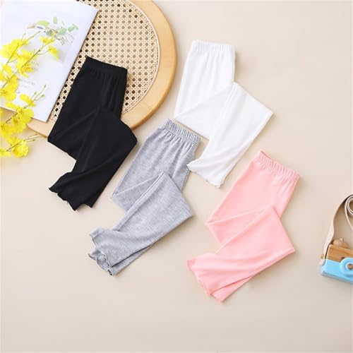 Girls Leggings Toddlers Solid Thin Lettuce Trim Tights Basic Full Length Footless Pants Kids Thermal Lined Trousers3