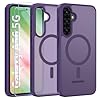 Opkiegrn Magnetica Cover per Samsung Galaxy A56 5G con 2 Pezzi Vetro Temperato, Compatibile con MagSafe, [Antiurto Grado Militare] Custodia Posteriore Glassata Traslucida Anti-Impronte,Viola