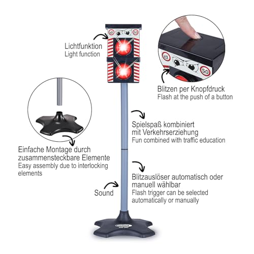 JAMARA 461850 Blitzer Traffic Flash, Spielzeug Blitzeranlage, Radarfallen für Kinder, Verkehrsüberwachung Polizei Radarspielzeug ab 3 Jahre Geschenk, Blitzen per Knopfdruck, Sound