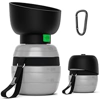 pecute Trinkflasche Hunde für Unterwegs, Hundetrinkflasche Silikon Wasserflasche Hund mit Faltbarer Wasserschale, Hunde Trinkflasche to Go, Haustier Trinknapf Tragbare Grau S 350 ml