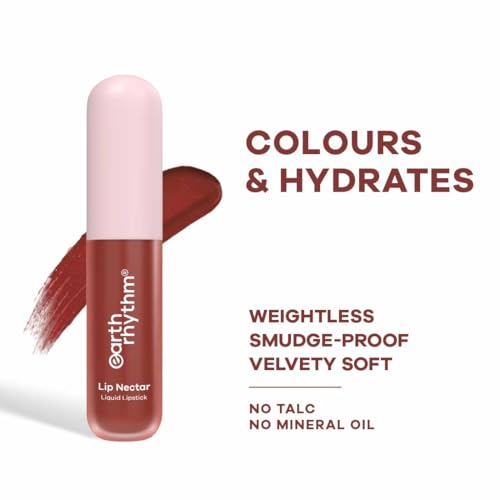 Image of Earth Rhythm Lip Nectar Matte Liquid Lipstick, Weightless, Never Drying, No Mineral Oil 5g - Cherry