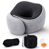MF Modern Feel Cojín Cuello Viaje Viscoelástico, Almohada Cervical para Avión con Funda Lavable