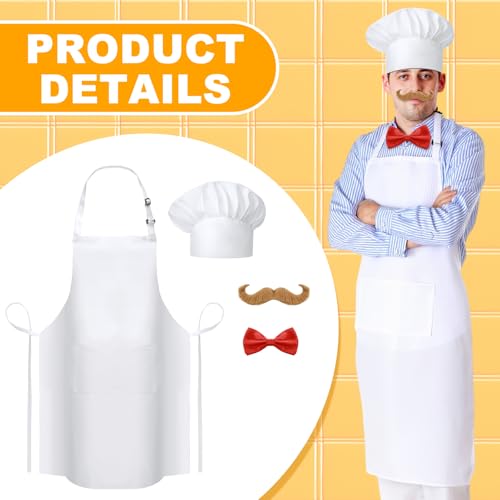 Déguisement chef cuisinier complet avec barbe et tablier blanc - 5