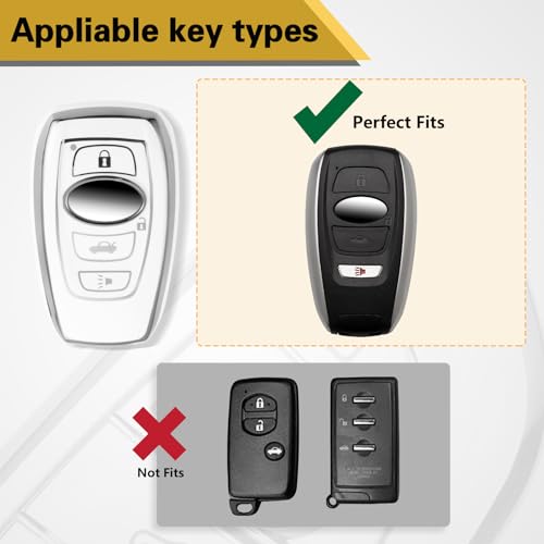 Image of Key Fob Cover for Subaru, Rhinestone Loop Case, Silver Edge | Wear-resistant TPU shell, rhinestone-accent PU loop, daily splash, scratch and drop protection, normal signal use, easy setup
