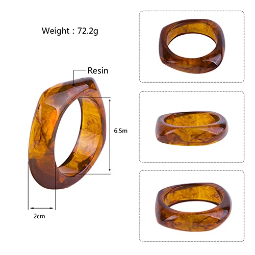 Resin Irregular Bangle Wrap Bracelet Colorful for Women Jewelry Gifts Geometric Bohemian Holiday Elegant Round Acrylic Bracelet White Black Multicolor-Light Brown2