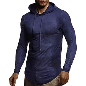 Leif Nelson LN1060 Capuchontrui voor heren, slimfit, modern, wit, sweatshirt-pullover, lange mouwen, zwart, met capuchon