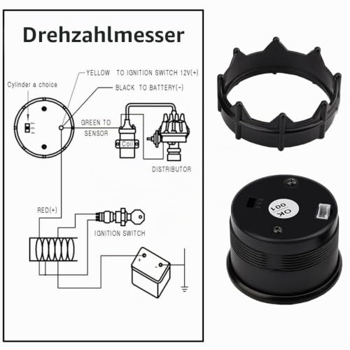 LKRXW Auto Drehzahlmesser 2Zoll 52mm Drehzahlmesser Messgerät 12V Blau Licht Tachometer Messgerät Kfz Digitale Tacho Meter Anzeige Geschwindigkeitsmesser 0-9999 RPM