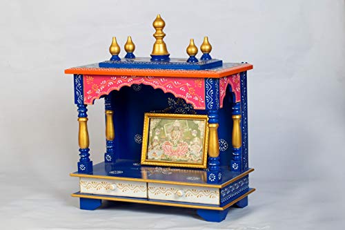Temple de la maison en bois bleu Devyom artisanat d'art fait main