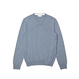Lacoste Long Sleeve Solid V-Neck Jersey Sweater Light Indigo Blue 3 (SM)