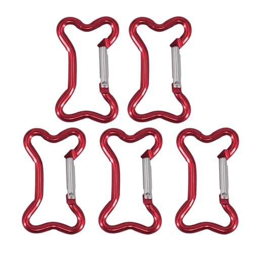 Psdndeww 5Pcs Bone Shape Spring Snapping Clip Aluminum Alloy KeyRings Hanging Buckle Carabiner Keychains Bag Clip Hook Connectors