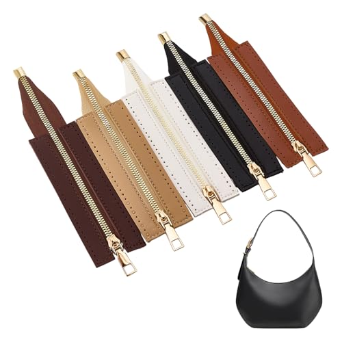 letsinstyle 5 Pieza 5 Colores Cremallera de Cuero PU, Marco de Cremallera de Cuero de 5.9 x 1.96 Pulgada con Agujeros, Cremalleras Separadoras para Bolsos, Bolsos de Crochet, Zapatos Y Vaqueros.