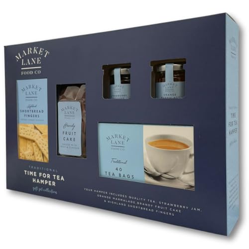 Traditional Time For Tea Hamper by Market Lane- Cream tea set containing Quality Tea, Strawberry Jam, Orange Marmalade, Fruit Cake, Highland Shortbread Fingers - Ideal Christmas or Birthday present - Image 6