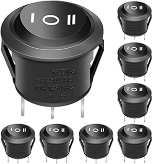 Taiss/8Pcs Round Rocker Toggle Switch Black AC 250V/10A 125V/12A ON/Off/ON 3 Pin 3 Position SPDT Latching KCD1-5-103-BK