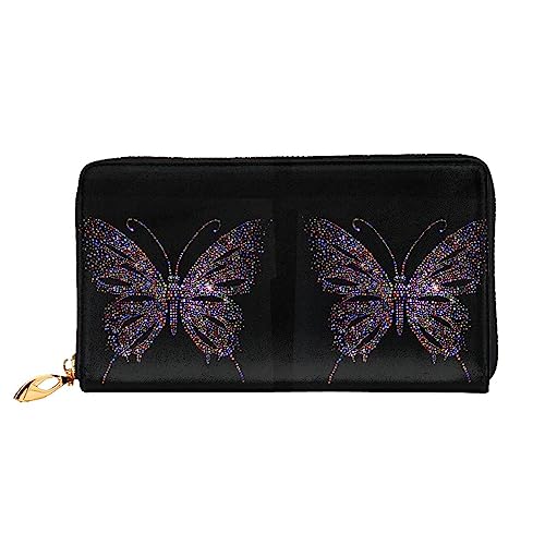 Portefeuille en cuir avec strass PEIXEN noir pour femmes et cartes