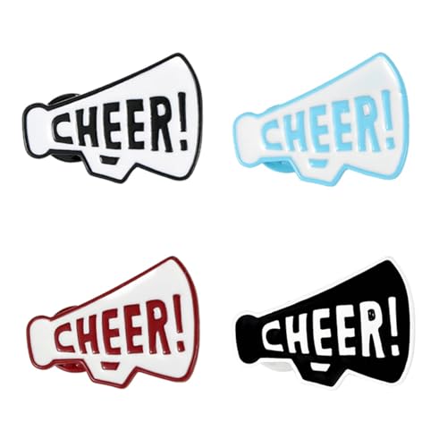 Broches de megáfono Cheer con insignia esmaltada para ropa de fútbol y deporte, 4 unidades