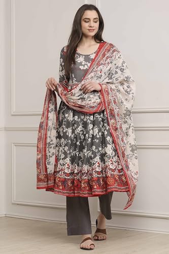 Image of BIBA Women Cotton Printed Anarkali Suit Set