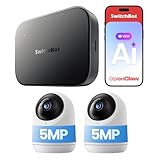 SwitchBot AI ハブ 防犯カメラ 500万画素 VLM搭載 - アレクサ スイッチボット 大規模AIモデル搭載 スマートホーム中枢 自動化対応 AI Hub 監視カメラ 動体検知 自動追跡 パン/チルト 3年保証 (AI ハブ+見守りカメラ Plus 5MP 2個)