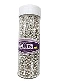 Silver Sprinkles Edible Candy Mini Pearls Cupcake Cake Toppers 120g/ 4.2oz 4mm , Celebrations Candy Pearls Shaker Jar Wedding Shower Party Cake Food Decoration Supplies (Silver)