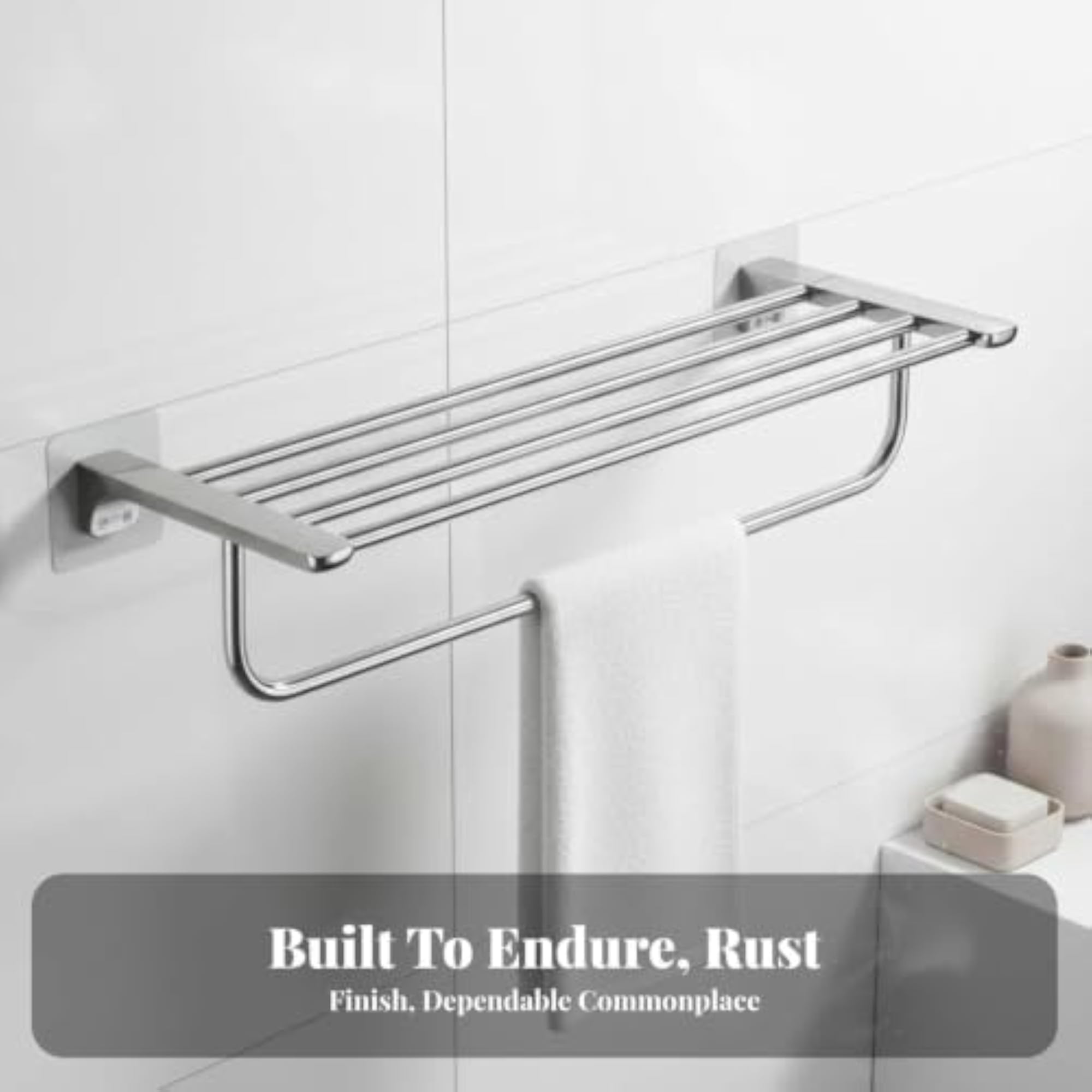 Wall-Mounted Accessory Set, No-Tool Installation for Washroom