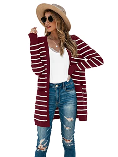 Image of TASAMO Cardigan Sweaters for Women Long Sleeve Open Front Casual Knit Fall Coat Oversized Soft Outwear with Pockets