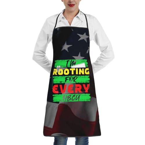 nopicsn I'm Rooting for Every HBCU Apron for cooking with Pockets Women Men Kitchen Chef Funny Aprons