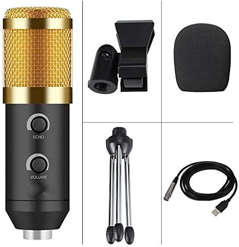 900 Kondensator USB Mikrofon Studio mit Stativ und Pop Filter Mikrofon fA r Computer Karaoke Verbessert von Color Gold with Tripod