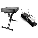 RockJam Premium Adjustable Padded Keyboard Bench or Digital Piano Stool & M-Audio SP-2 — Universelles Sustain-Pedal mit Klaviermechanik