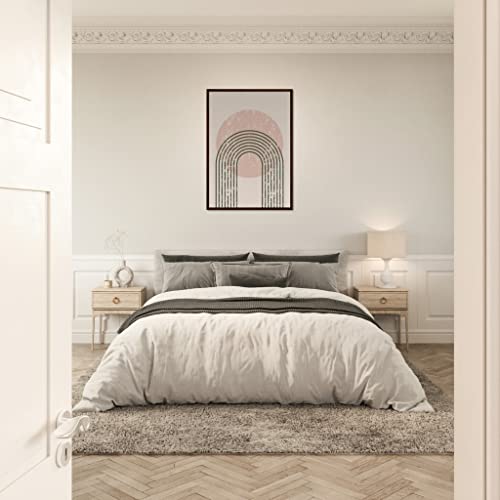 Art mural abstrait motif incurvé corail beige tableau encadré bois