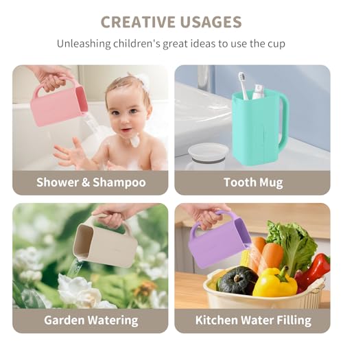 Image of Baby Bath Rinse Cup 100% Food Grade Silicone Wash Rinser Cup For Kids (Shifting Sand)