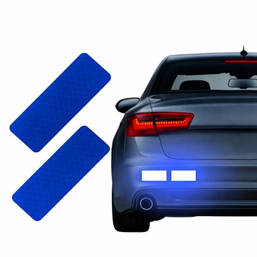 Image of VADDA Universal Reflective Car Stickers 10 Pcs, Rectangular Stripe Stickers for Cars, Trucks, Bikes, Bicycle, Night Visibility Vehicle Safety Reflectors for Car Bumper, Hood, Fender & Door - Blue