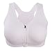 HENNY RUE Women's Front Zipper Closure Sports Bra Padded Workout Yoga Bras White L