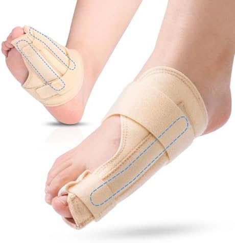Big Toe Splint for Women & Men, Broken Big Toe Support Brace for Fracture Fixation,Sports Sprains,Injuries, Adjustable Big Toe Protector with 2 Stainless Steel Plates for Day & Night - Right(Beige)