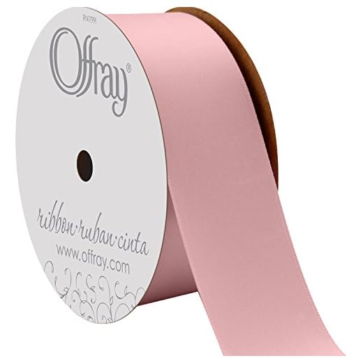 Berwick Offray 1.5" Wide Double Face Satin Ribbon, Pink Blush, 10 Yds