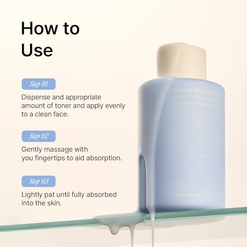 inyoe Gleamy Milk Toner with 10% 6-Ceramide Complex + Rice Milk, Cream Milk Barrier Toner for Hydrated Dewy Glow, for Sensitive Skin, Korean Skin Care, 6.76 fl oz