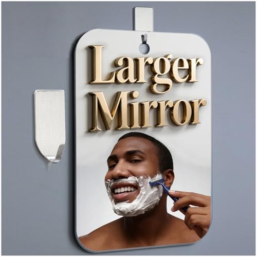 Shatterproof Shower Mirror Fogless for Shaving,(Larger 11x8 Inch) Anti Fog...