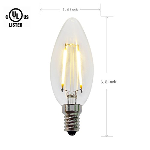 Zz Lighting 2W Led Filament Torpedo Tip Candle Light Bulb 20W Incandescent Bulb Equivalent 2700K 160Lm E12 Base(2W,6Pack) #TOP1